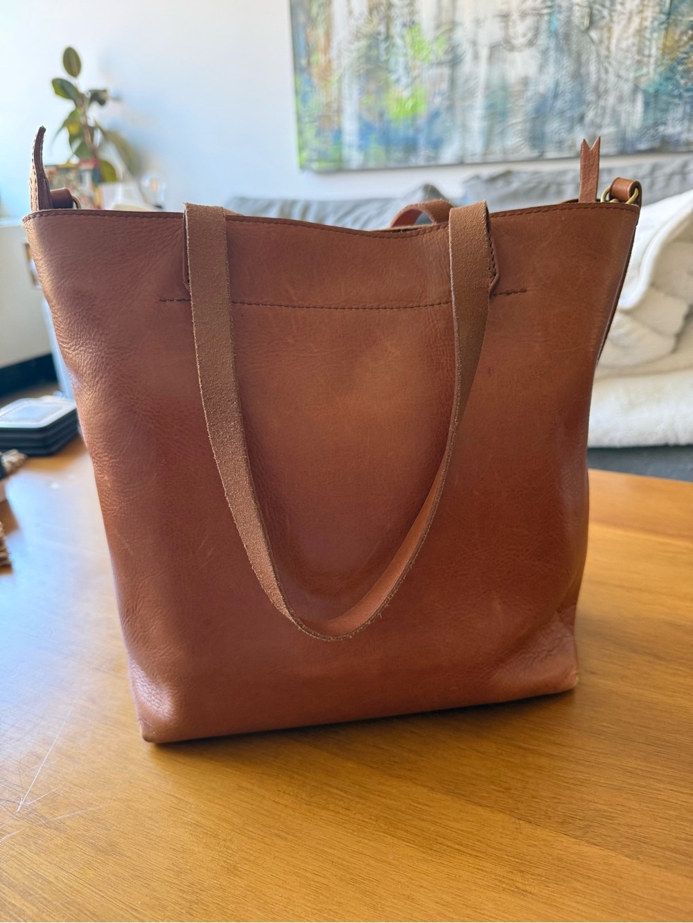 Madewell Classic Brown Leather Tote Bag - Picture 1 of 4